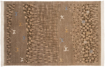 6x9 New Indian Folk Art Design Carpet