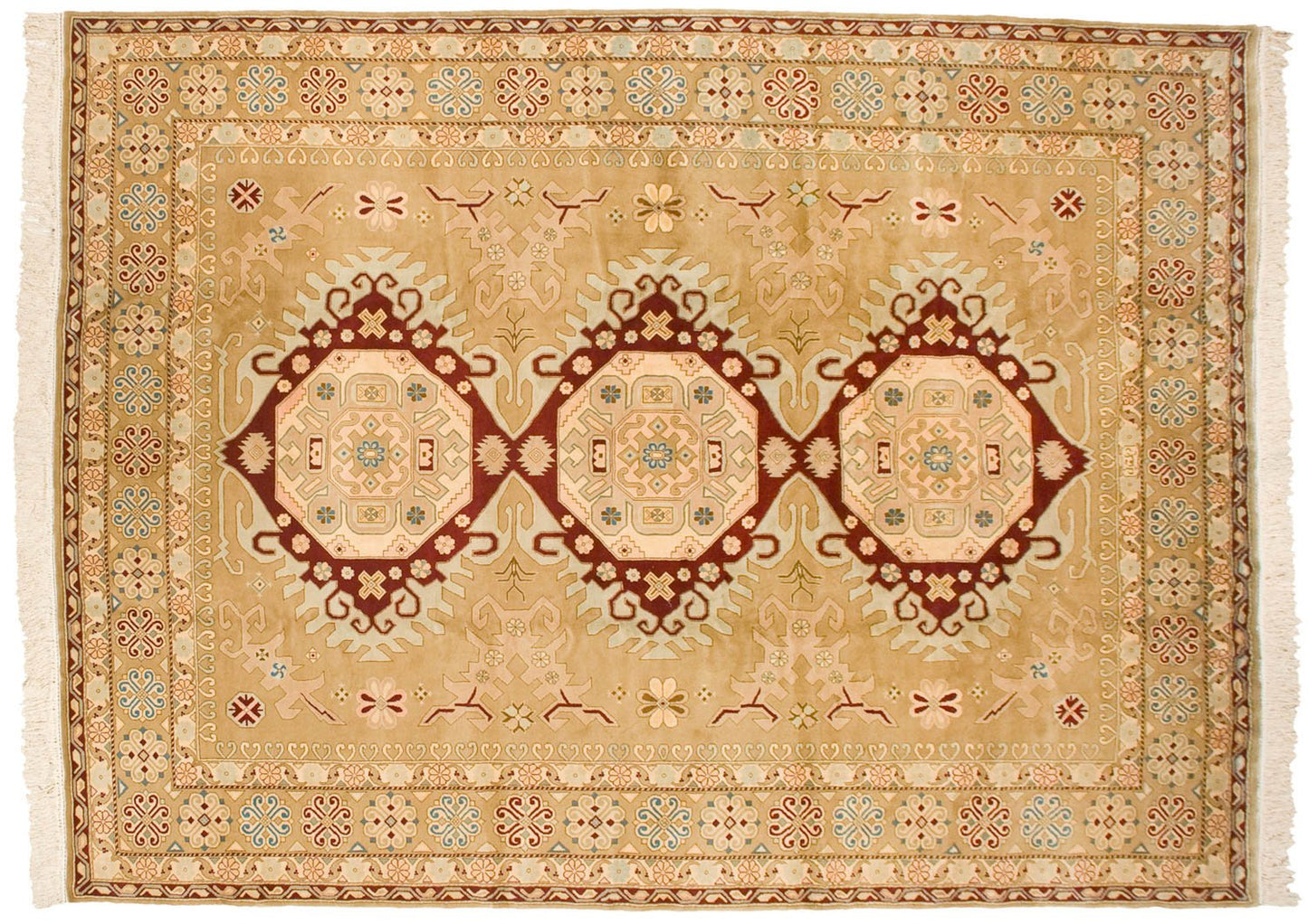9x12 Vintage Distressed Bulgarian Caucasian Design Carpet