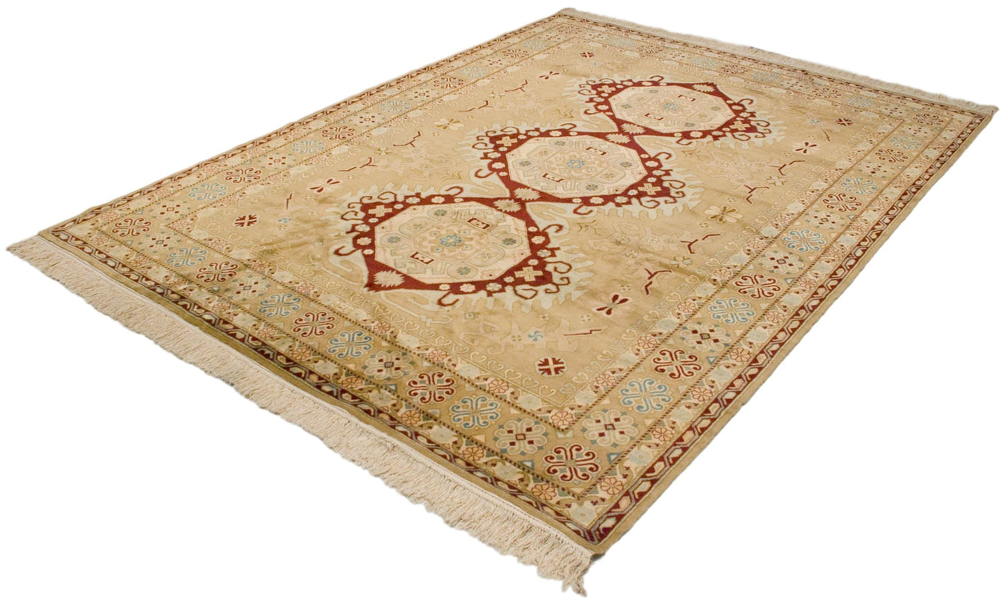 9x12 Vintage Distressed Bulgarian Caucasian Design Carpet