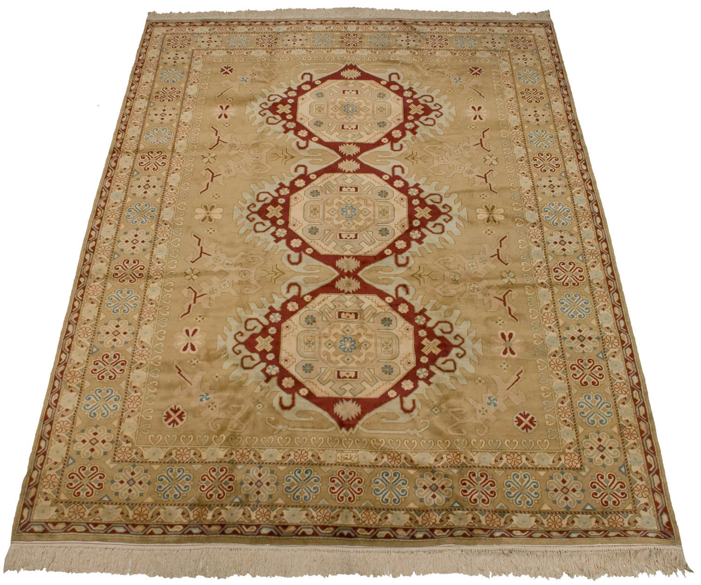 9x12 Vintage Distressed Bulgarian Caucasian Design Carpet