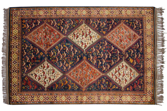 4x6 Vintage Indian Shiraz Design Rug