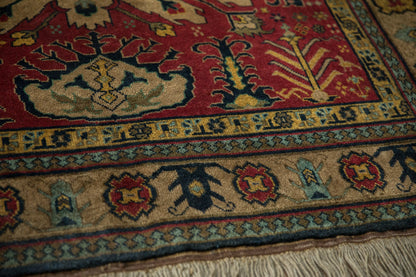 4.5x5.5 Vintage Indian Kazak Design Square Rug