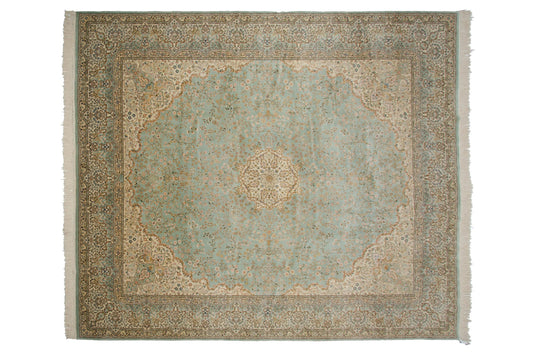 12x14 Vintage Fine Bulgarian Kerman Design Square Carpet