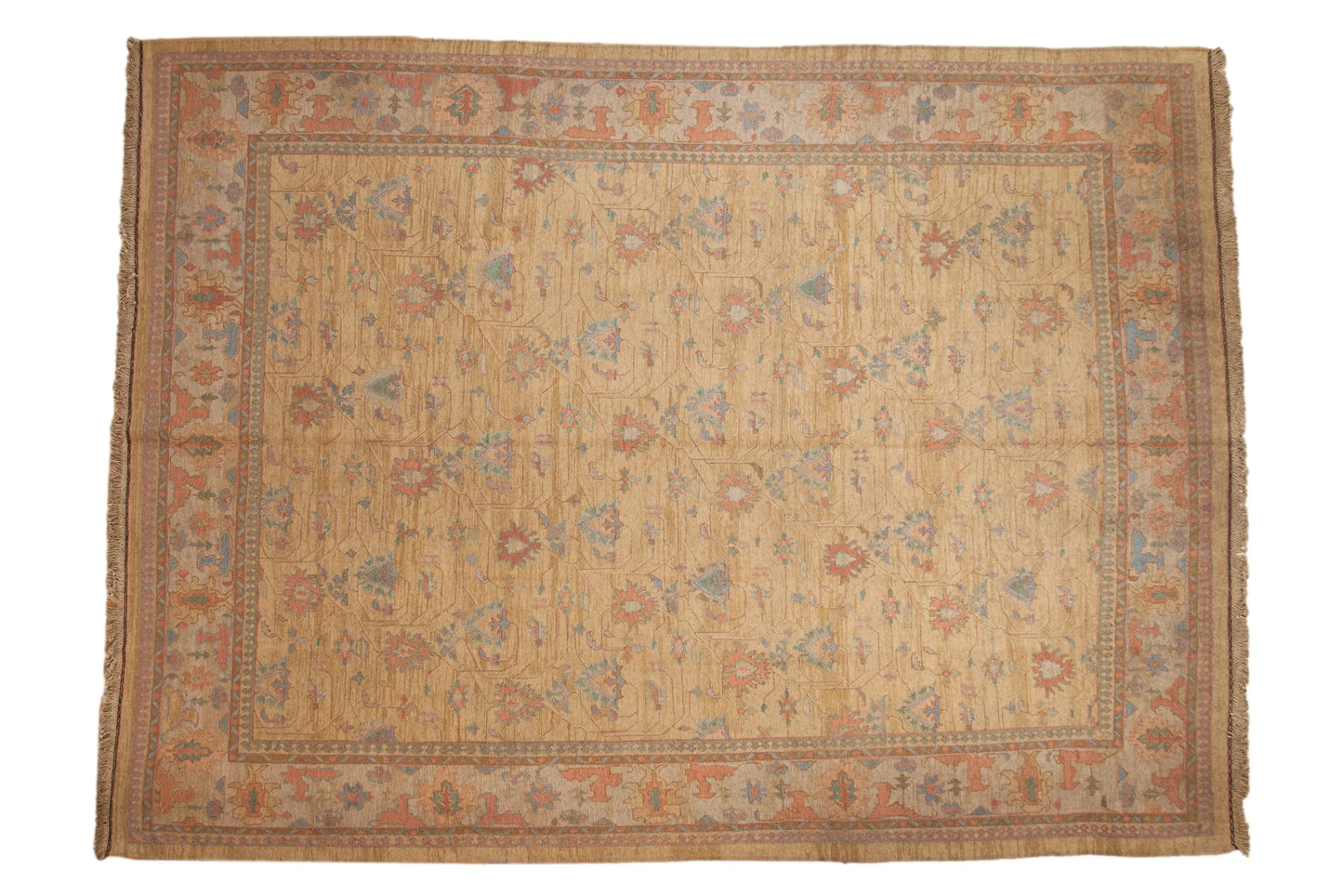 10x13.5 Vintage Tea Washed Indian Soumac Design Carpet