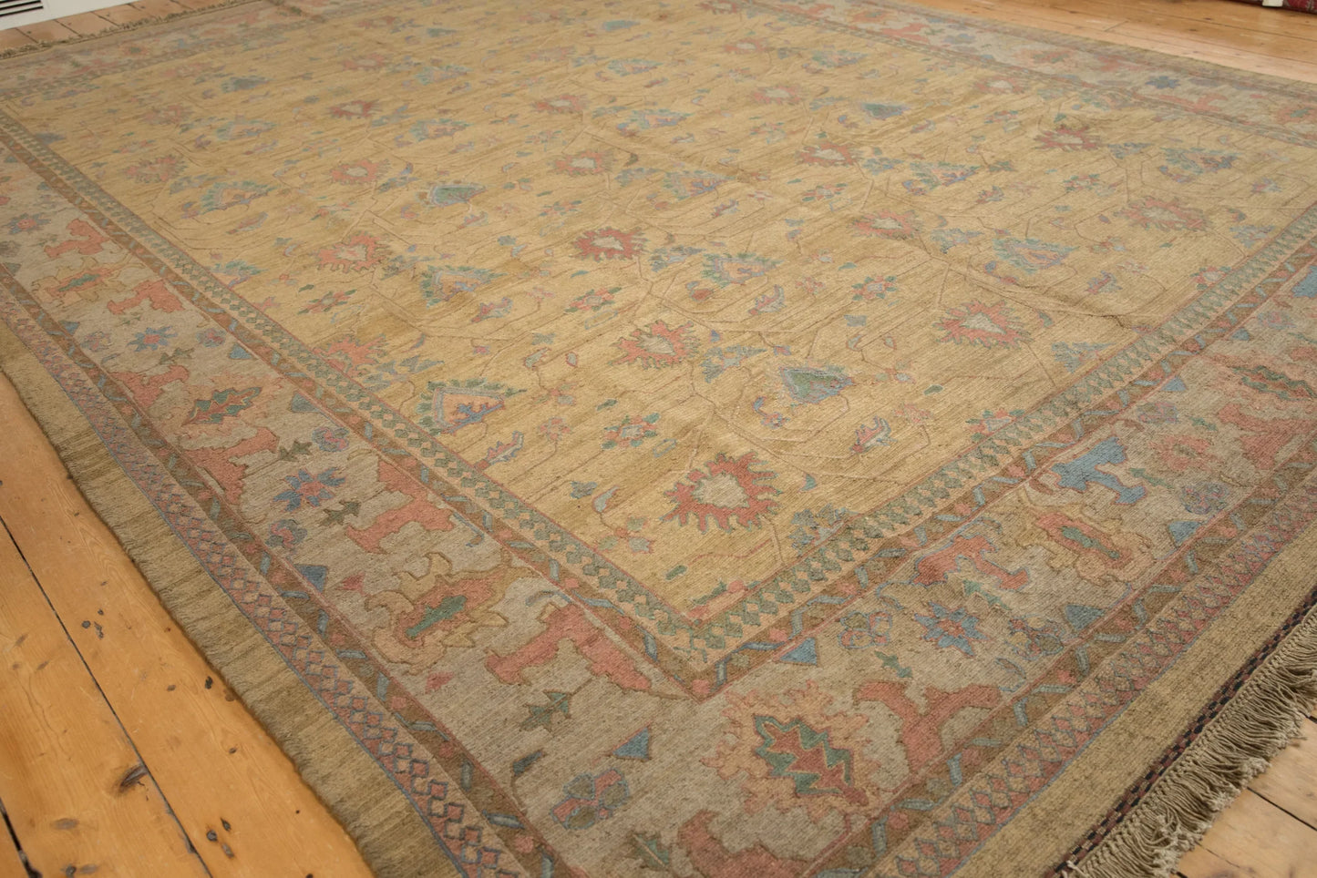 10x13.5 Vintage Tea Washed Indian Soumac Design Carpet