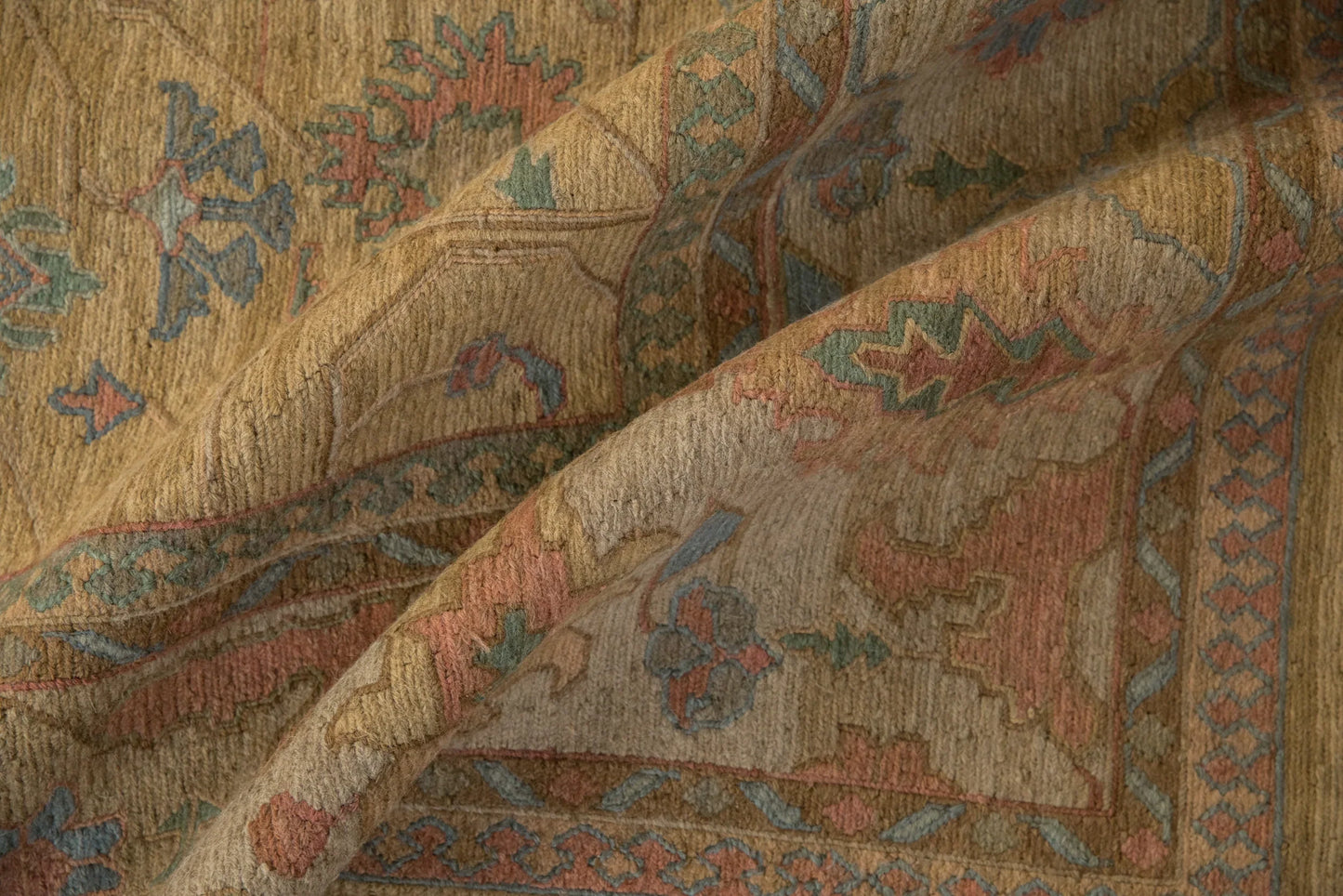 10x13.5 Vintage Tea Washed Indian Soumac Design Carpet