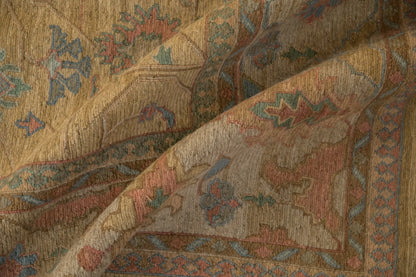 10x13.5 Vintage Tea Washed Indian Soumac Design Carpet