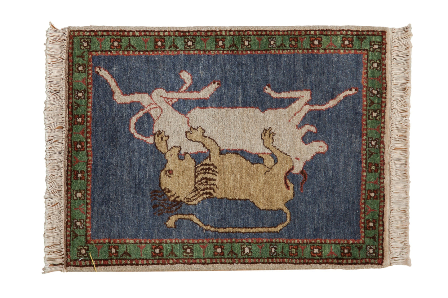 2x2.5 Vintage Pictorial Armenian Hunting Scene Design Square Rug Mat