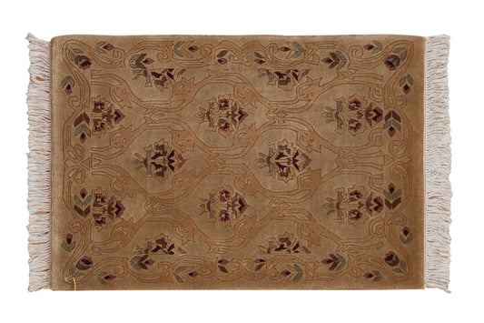 2x3 Vintage Contemporary Indian Savonnerie Design Rug Mat