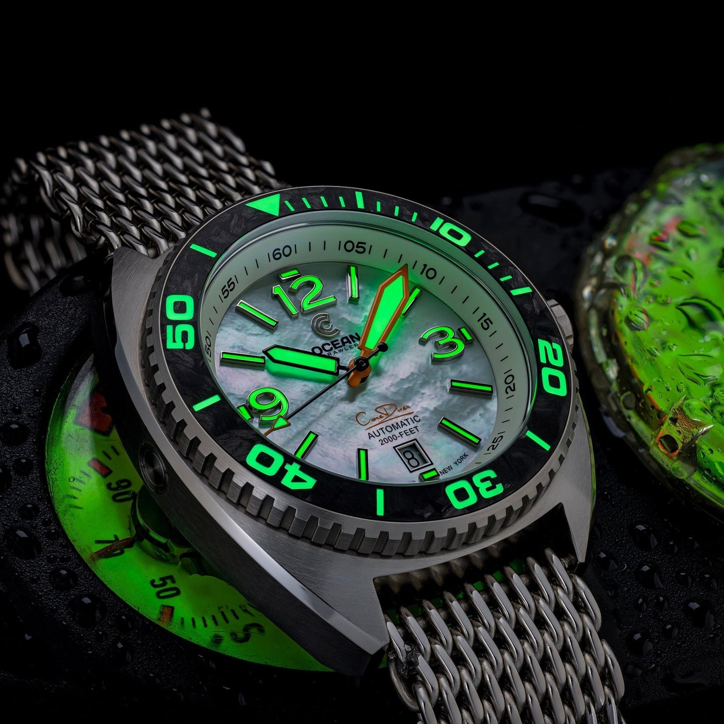 Core Diver - White Mother of Pearl - Carbon Fiber Bezel - Final Batch!