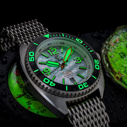 Core Diver - White Mother of Pearl - Carbon Fiber Bezel - Final Batch!