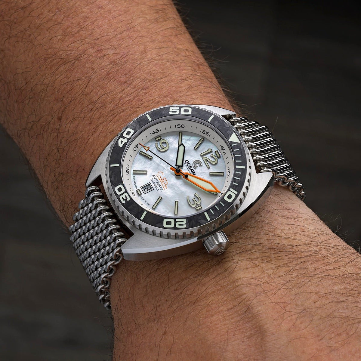 Core Diver - White Mother of Pearl - Carbon Fiber Bezel - Final Batch!