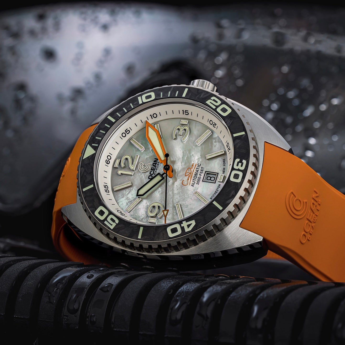 Core Diver - White Mother of Pearl - Carbon Fiber Bezel - Final Batch!