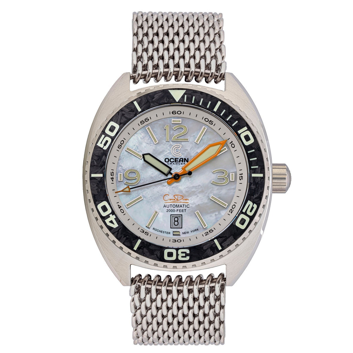 Core Diver - White Mother of Pearl - Carbon Fiber Bezel - Final Batch!