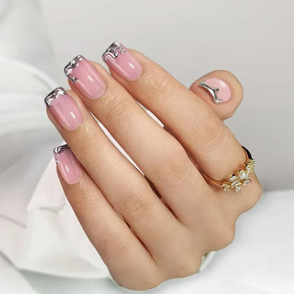 Chrome Edge Square Nails - Press On Nails