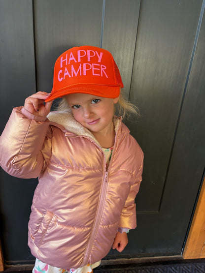 Youth Happy Camper - Orange Trucker