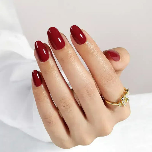 Grape Red Oval Nails - Press On Nails