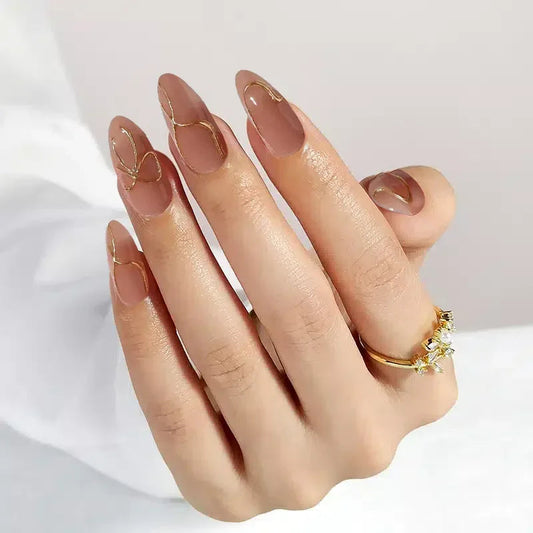 Daring Gold Almond Nails - Press on Nails